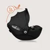 A black baby car seat with a canopy, shown from the side. Produktbild-Vorschau