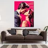 Küssendes Paar Pink Style retro Leinwandbild Wandbild Produktbild-Vorschau 2