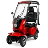A red mobility scooter with a canopy and windshield is shown against a white background. Produktbild-Vorschau