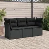 vidaXL 3-częściowa sofa ogrodowa z poduszkami z czarnego Podgląd zdjęcia produktu 2