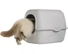 A cat is entering a covered litter box. Produktbild-Vorschau