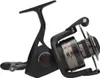A black and gray fishing reel is shown against a white background. Produktbild-Vorschau