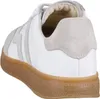 Rear view of a white sneaker with a gum sole. Produktbild-Vorschau