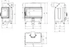 Technical drawing with dimensions of a fireplace insert. Produktbild-Vorschau