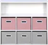 A white shelving unit with six storage boxes, three pink and three gray, arranged in two rows. Anteprima dell’immagine prodotto
