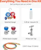 A collage of product components for an AC manifold gauge set. Voir les images du produit