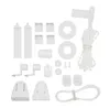 A collection of white components for a roller blind system, laid out on a white background. Produktbild-Vorschau
