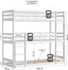 A diagram showing the dimensions and weight capacity of a triple bunk bed. Náhľad obrázku produktu