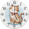 Happy Cat Time Aquarell Katzen Wanduhr aus Alu für Produktbild-Vorschau 1