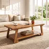 Salontafel van massief hout, 140 cm breed, bijzettafel met Productafbeelding-voorbeeld 12