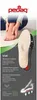 A person's feet are shown with an insole product. The product is also shown separately with descriptive text and diagrams. Produktbild-Vorschau