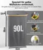 A laundry hamper with a lid and internal bag, shown with text and inset images highlighting its features. Náhľad obrázku produktu