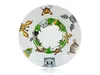 A white plate with a jungle-themed illustration of cartoon animals arranged in a circle. Náhled obrázku produktu