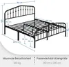 A diagram of a black metal bed frame with dimensions and specifications. Produktbild-Vorschau