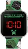 A close-up of a Minecraft-themed digital watch with a black screen displaying the time and Minecraft characters on the band. Podgląd zdjęcia produktu