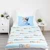 A child's bed with bedding featuring cartoon characters. Produktbild-Vorschau