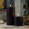 LED Stumpenkerze MIA - Echtwachs - realistische 3D Flamme - H: 20cm - D: 10cm - dunkellila Produktbild-Vorschau