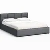 A dark gray upholstered bed with a tufted headboard and white bedding, shown against a white background. Produktbild-Vorschau