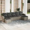 vidaXL 7-tlg. Garten-Sofagarnitur mit Kissen Hellgrau Poly Produktbild-Vorschau 2