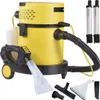 A yellow wet/dry vacuum cleaner with various attachments is displayed against a white background. Produktbild-Vorschau