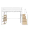 Hochbett mit RGB LED-Streifen, Lattenrost, Regal, Treppe Produktbild-Vorschau 6