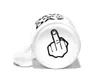 The bottom of a white ceramic mug is shown, with a black illustration of a middle finger and text on the side. Náhled obrázku produktu