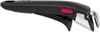 A black handle with a red button and silver gripping ends, isolated on a white background. Produktbild-Vorschau