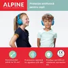 Two children wearing blue headphones, with marketing text and icons below. Náhled obrázku produktu