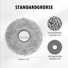 A close-up marketing image showing a round mop head with a central hole, along with magnified views of the chenille fabric and a circular component. Produktbild-Vorschau