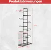 A diagram showing the dimensions of a multi-tiered ball storage rack with an integrated basket. Podgląd zdjęcia produktu