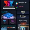 Collage of marketing images showcasing a laptop's features. Produktbild-Vorschau