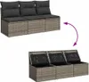 vidaXL Tuinbank met kussens, 3-zits, grijs, polyrotan Productafbeelding-voorbeeld 7