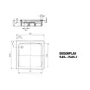 Technical drawing with dimensions of a shower tray. Produktbild-Vorschau