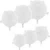 A set of six white silicone bowl covers arranged in two rows on a white background. Produktbild-Vorschau