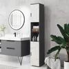 A modern bathroom vanity and a tall, narrow cabinet. Produktbild-Vorschau