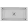 A top-down view of a stainless steel sink with a drain in the center. Produktbild-Vorschau