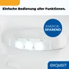 Close-up of the interior light and control panel of a refrigerator, with marketing text and a logo. Produktbild-Vorschau