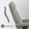Close-up of a recliner chair's backrest with an illustration of a spine next to it, highlighting its ergonomic design. Voir les images du produit