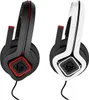Two HP OMEN by HP Mindframe Prime Headsets, one black with red accents and one white with black accents, are displayed side-by-side against a white background. Produktbild-Vorschau
