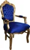Casa Padrino Barock Esszimmerstuhl Blau / Gold mit Produktbild-Vorschau 2