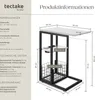 A diagram showing the dimensions and technical specifications of a laptop side table. Produktbild-Vorschau