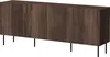 A dark brown sideboard with a ribbed texture and black metal legs, shown against a white background. Produktbild-Vorschau