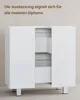 A white bathroom cabinet with two drawers is shown against a light gray background. Voir les images du produit