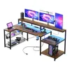 Bestier Gamer Schreibtisch L-Form mit LED, Steckdosen & Produktbild-Vorschau 1