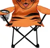 Kinder Anglersessel Orange mit Getränkehalter und Tasche Motiv Tiger Produktbild-Vorschau