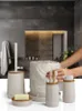 OKYANUS | Badezimmer Set - Nida - 5 Teile - Beige Holz - Produktbild-Vorschau 3