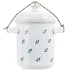 A white ceramic pot with blue floral decorations and a string handle. Náhled obrázku produktu