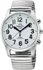 A close-up studio shot of a men's watch with a silver band and white face. Anteprima dell’immagine prodotto