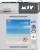 The image shows the packaging for a toilet seat with a beach scene design. Produktbild-Vorschau
