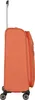 A side view of an orange suitcase with a telescopic handle and wheels. Produktbild-Vorschau